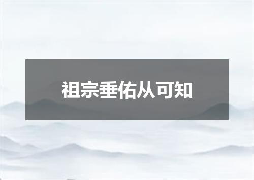 祖宗垂佑从可知