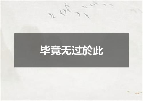 毕竟无过於此