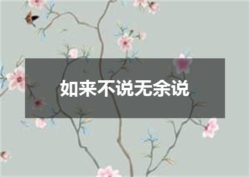 如来不说无余说