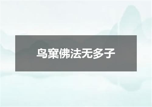 鸟窠佛法无多子