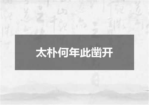 太朴何年此凿开