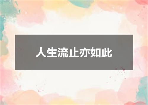 人生流止亦如此