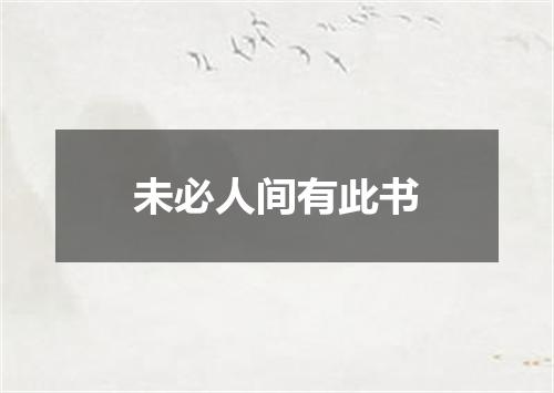 未必人间有此书