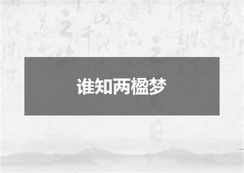 谁知两楹梦
