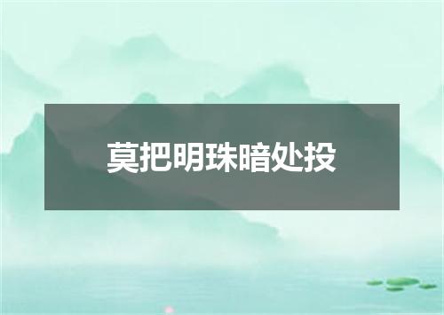 莫把明珠暗处投