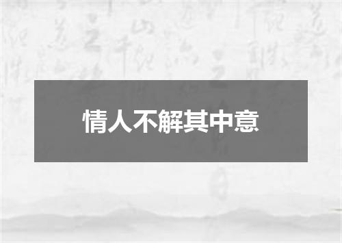 情人不解其中意