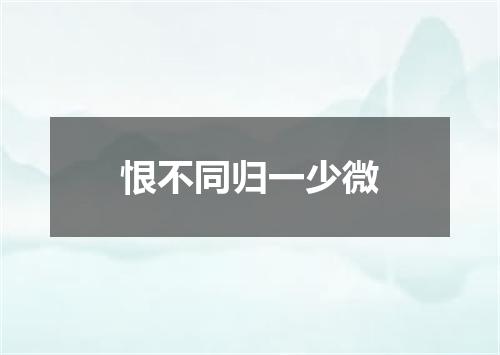 恨不同归一少微