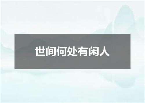 世间何处有闲人