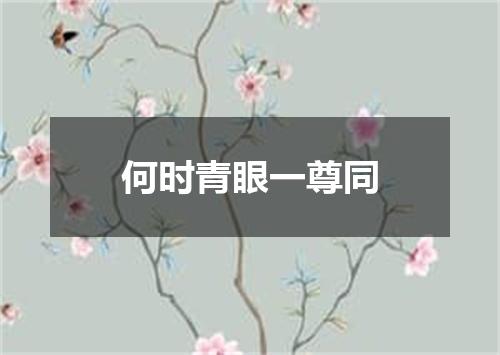 何时青眼一尊同
