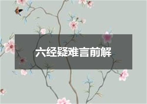 六经疑难言前解