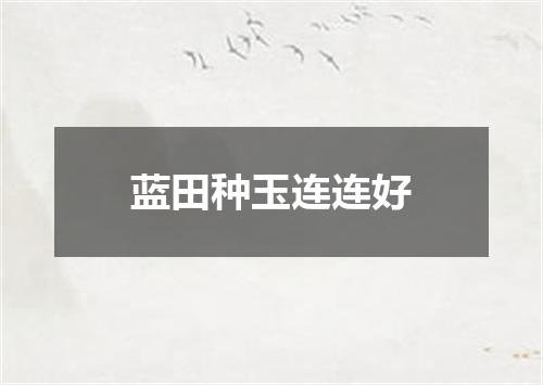 蓝田种玉连连好