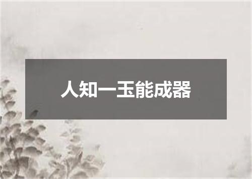 人知一玉能成器