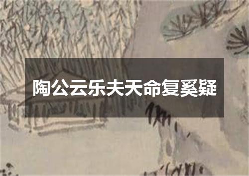 陶公云乐夫天命复奚疑
