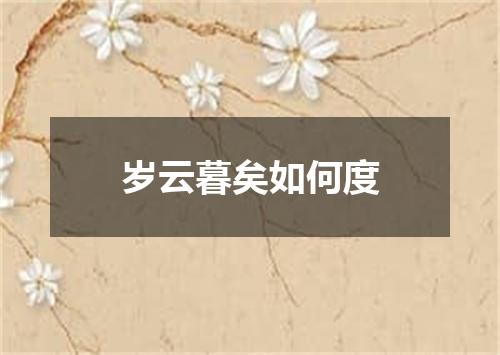 岁云暮矣如何度