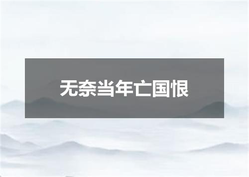 无奈当年亡国恨