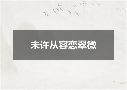 未许从容恋翠微