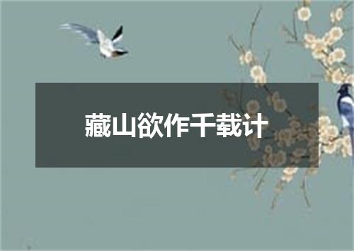 藏山欲作千载计