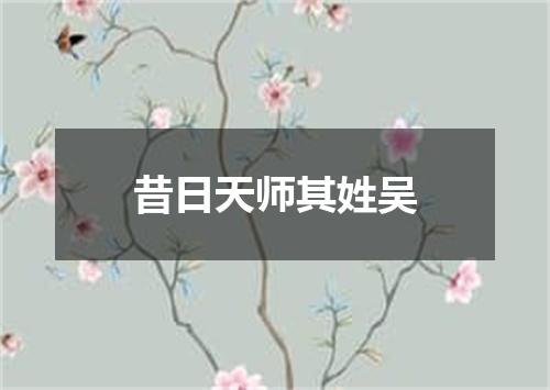 昔日天师其姓吴