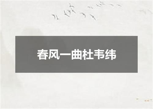 春风一曲杜韦纬