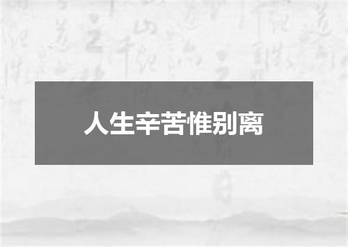 人生辛苦惟别离