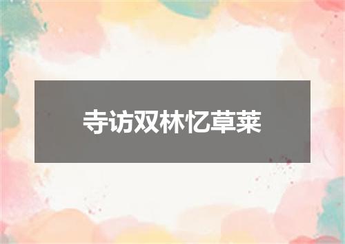 寺访双林忆草莱