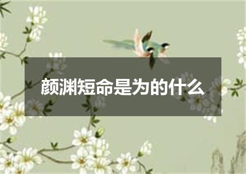颜渊短命是为的什么