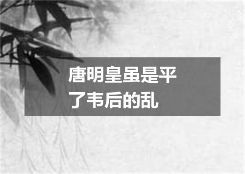 唐明皇虽是平了韦后的乱