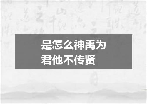 是怎么神禹为君他不传贤