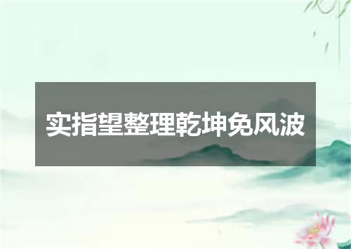 实指望整理乾坤免风波