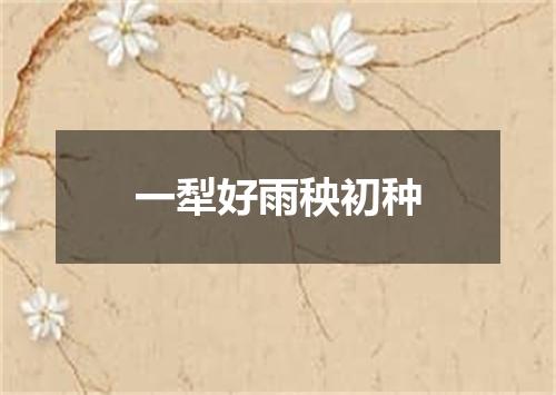 一犁好雨秧初种