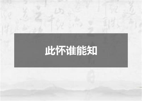 此怀谁能知