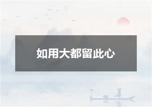 如用大都留此心
