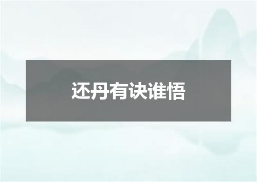 还丹有诀谁悟