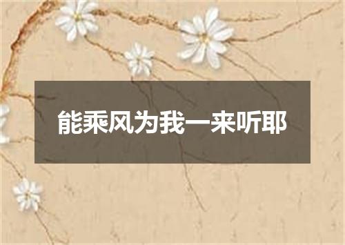 能乘风为我一来听耶