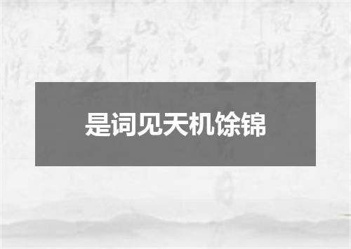是词见天机馀锦