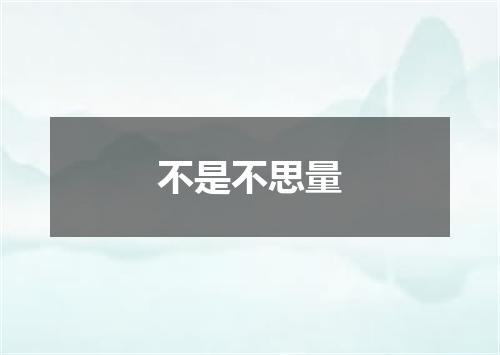 不是不思量