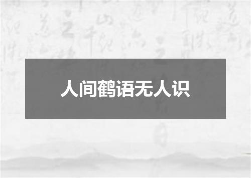 人间鹤语无人识