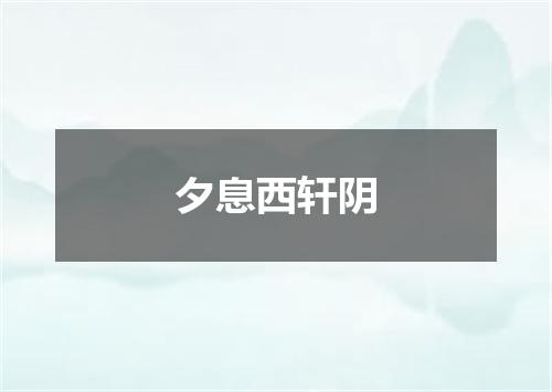 夕息西轩阴