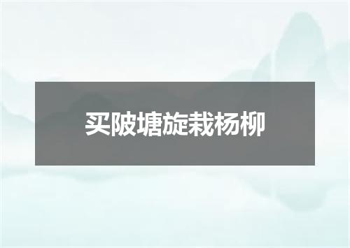买陂塘旋栽杨柳