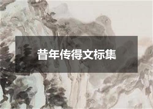 昔年传得文标集