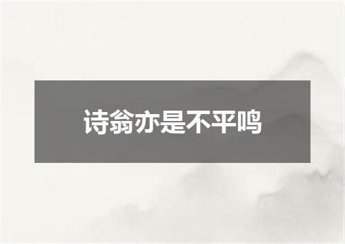 诗翁亦是不平鸣