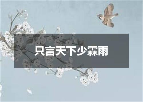 只言天下少霖雨