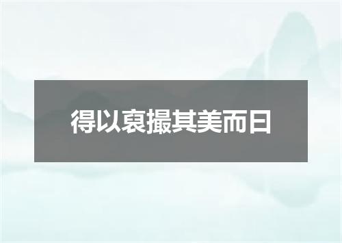 得以裒撮其美而曰