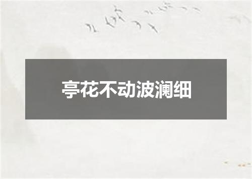 亭花不动波澜细