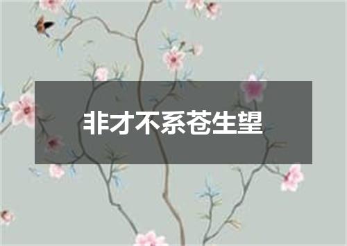 非才不系苍生望