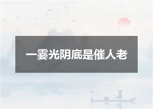 一霎光阴底是催人老