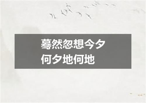 蓦然忽想今夕何夕地何地