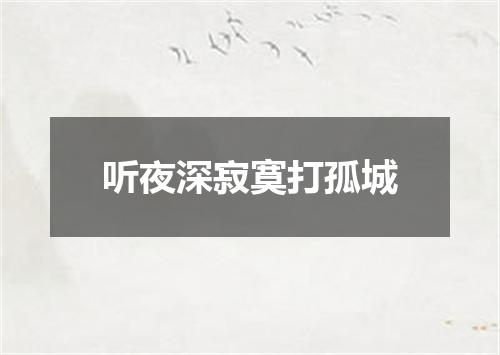 听夜深寂寞打孤城