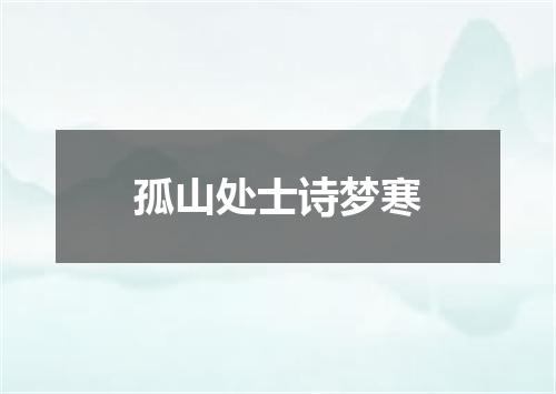 孤山处士诗梦寒