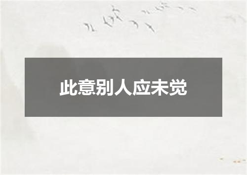 此意别人应未觉